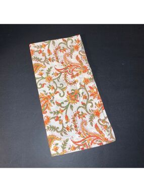 Pottery Barn Table Linen napkin One Size White Orange Paisley replacement